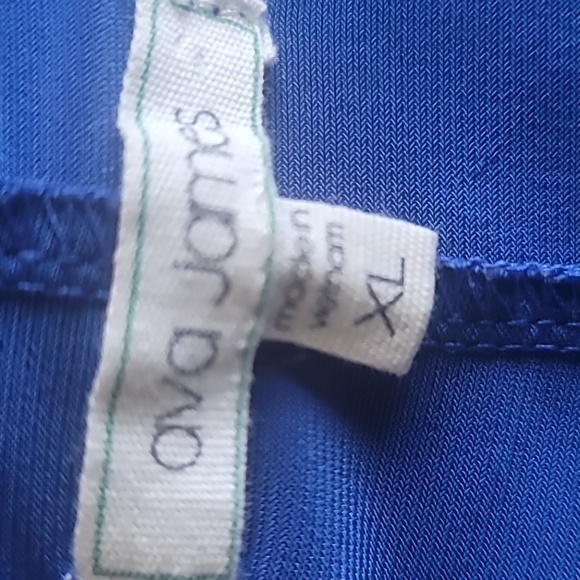 Blouse round neck front exposed zipper Vibrant Blue Roll tab sleeves SZ XL - Picture 6 of 9